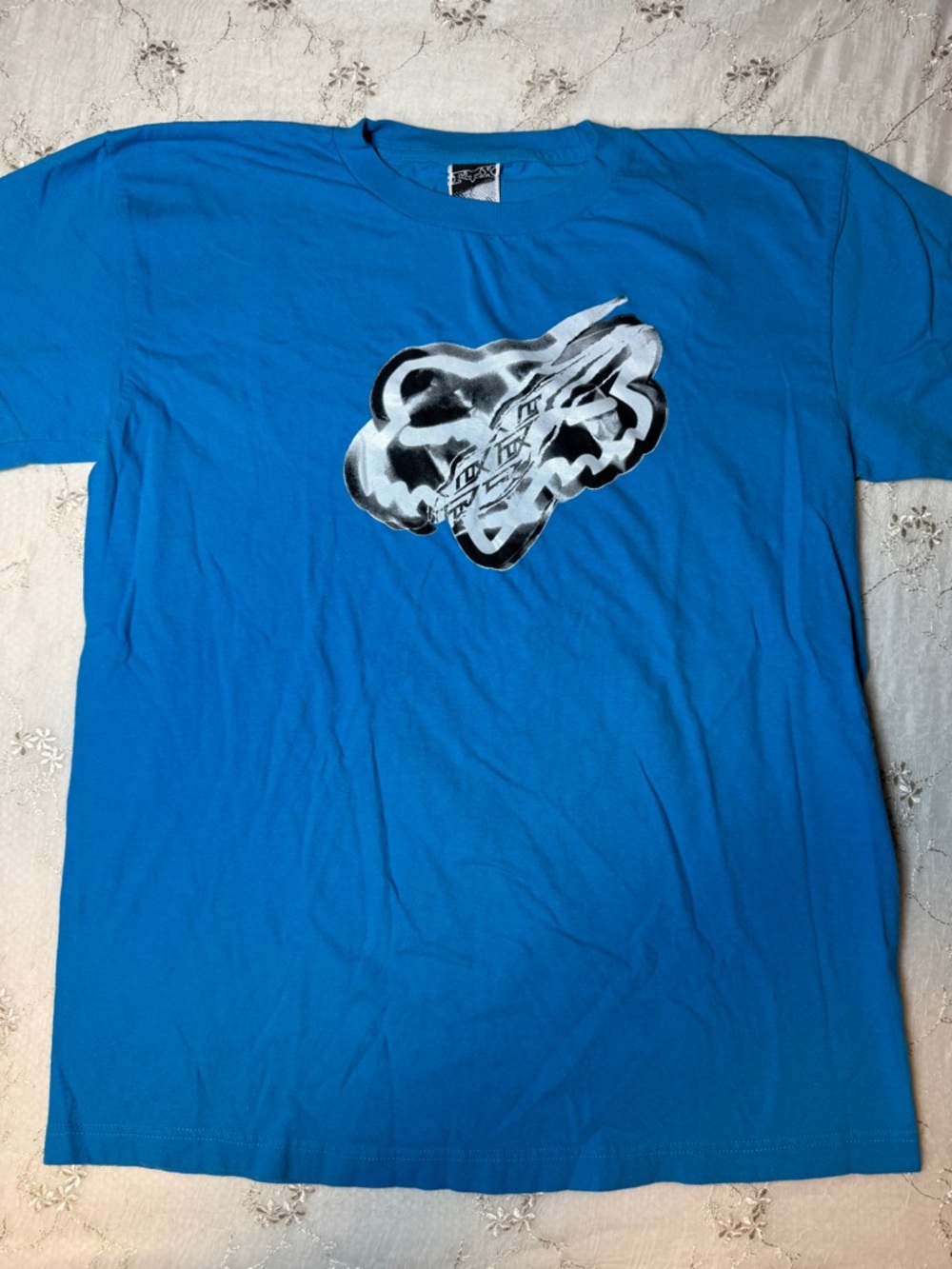 fox racing blue graphic tee y2k motocross shirt – size large